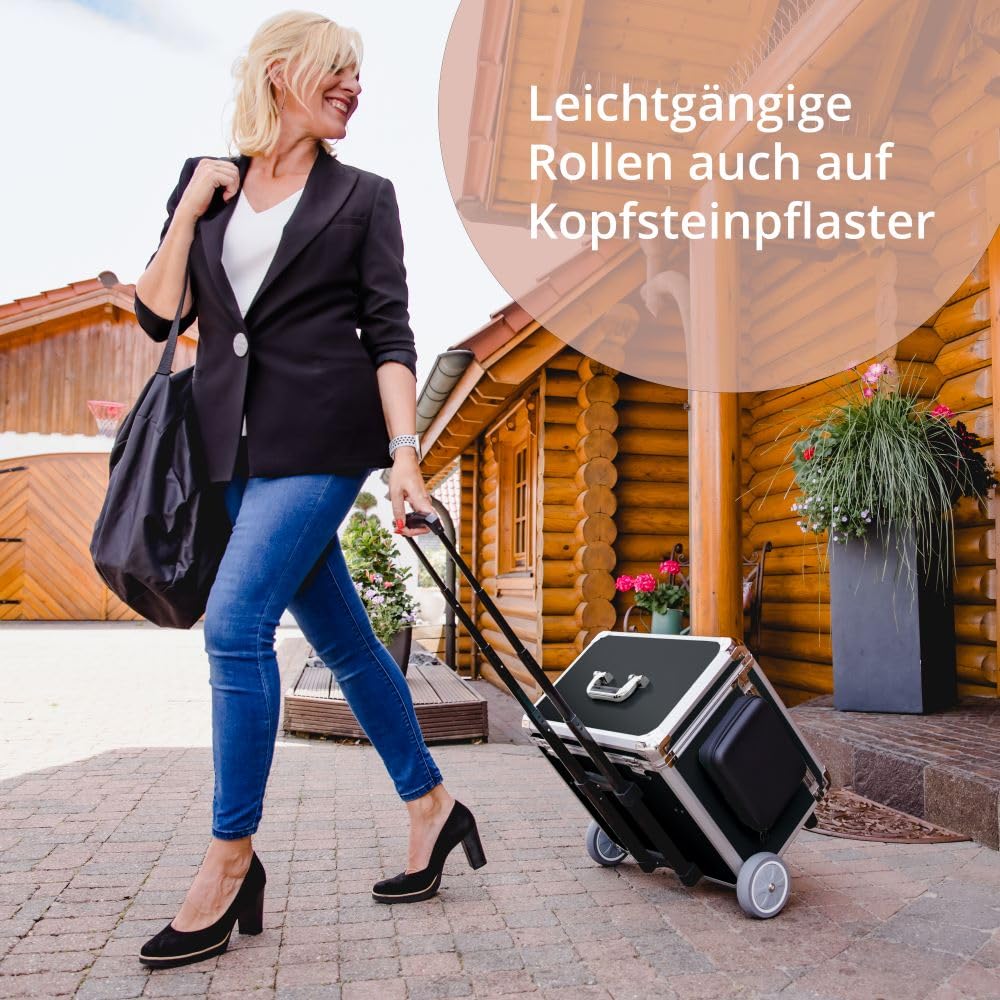 PodoMobile MIDI Fußpflegekoffer mit Trolley und 2 Steckdosen - Schwarz