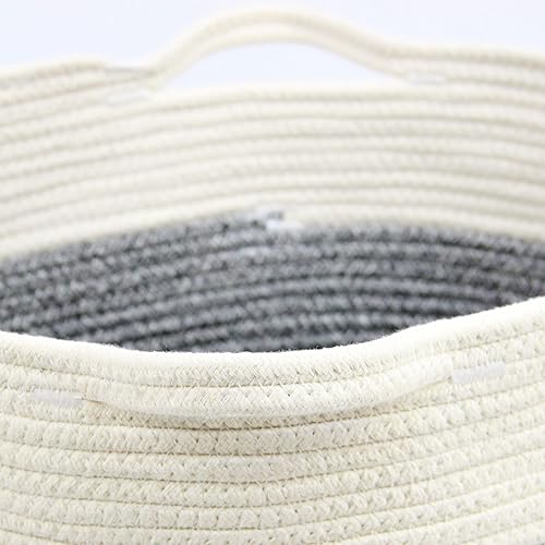 Miniatura 3 de Casaphoria Cesta de almacenamiento de cuerda de algodón para organizar, cesta redonda para manta para sala de estar, cesta de lavandería tejida con