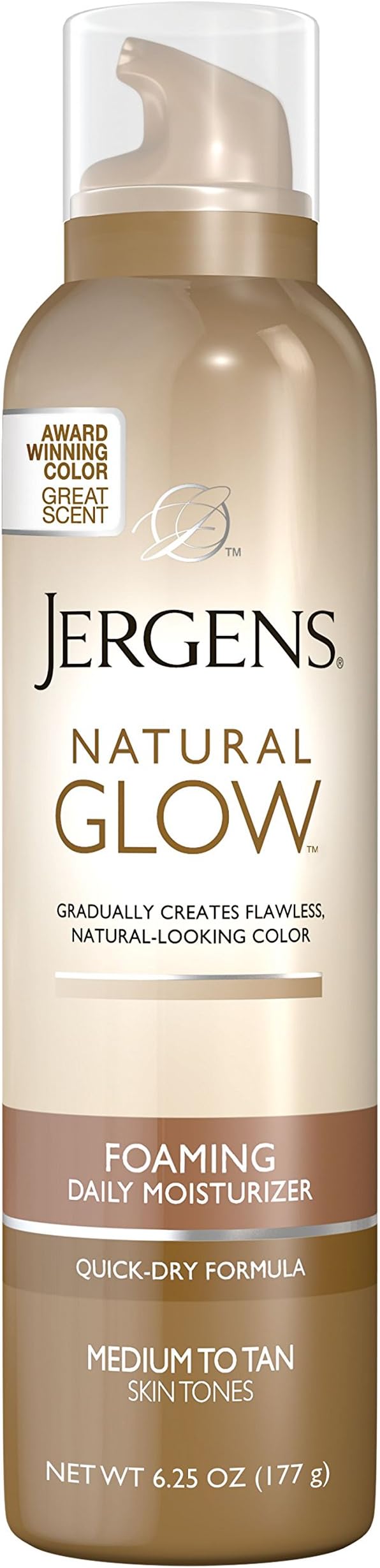 Jergens Natural Glow Foaming Daily Moisturizer for Body, Medium to Tan Skin Tones, 6.25 Ounces