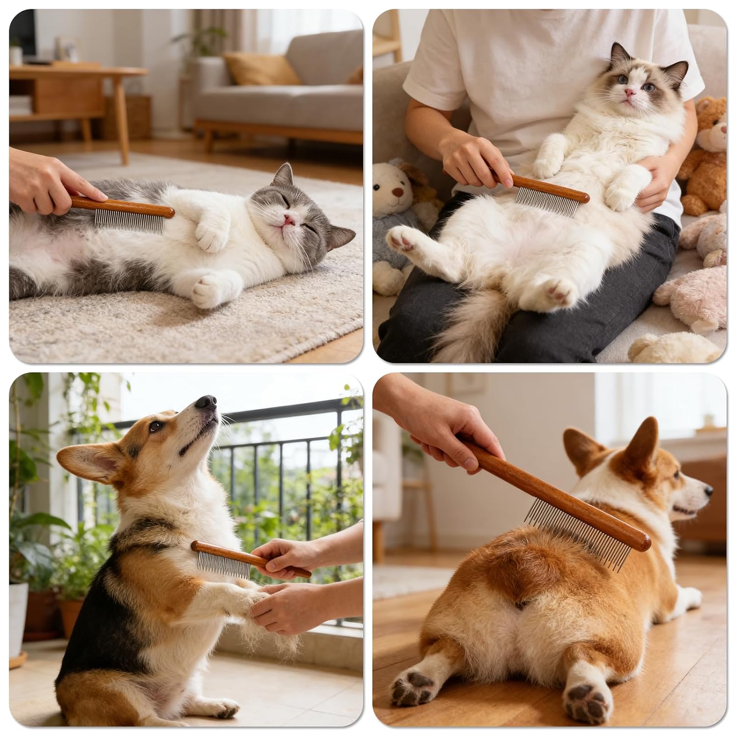Slicker Brush For Dogs,Long Wooden Handle on Medium to Long Haired Dogs