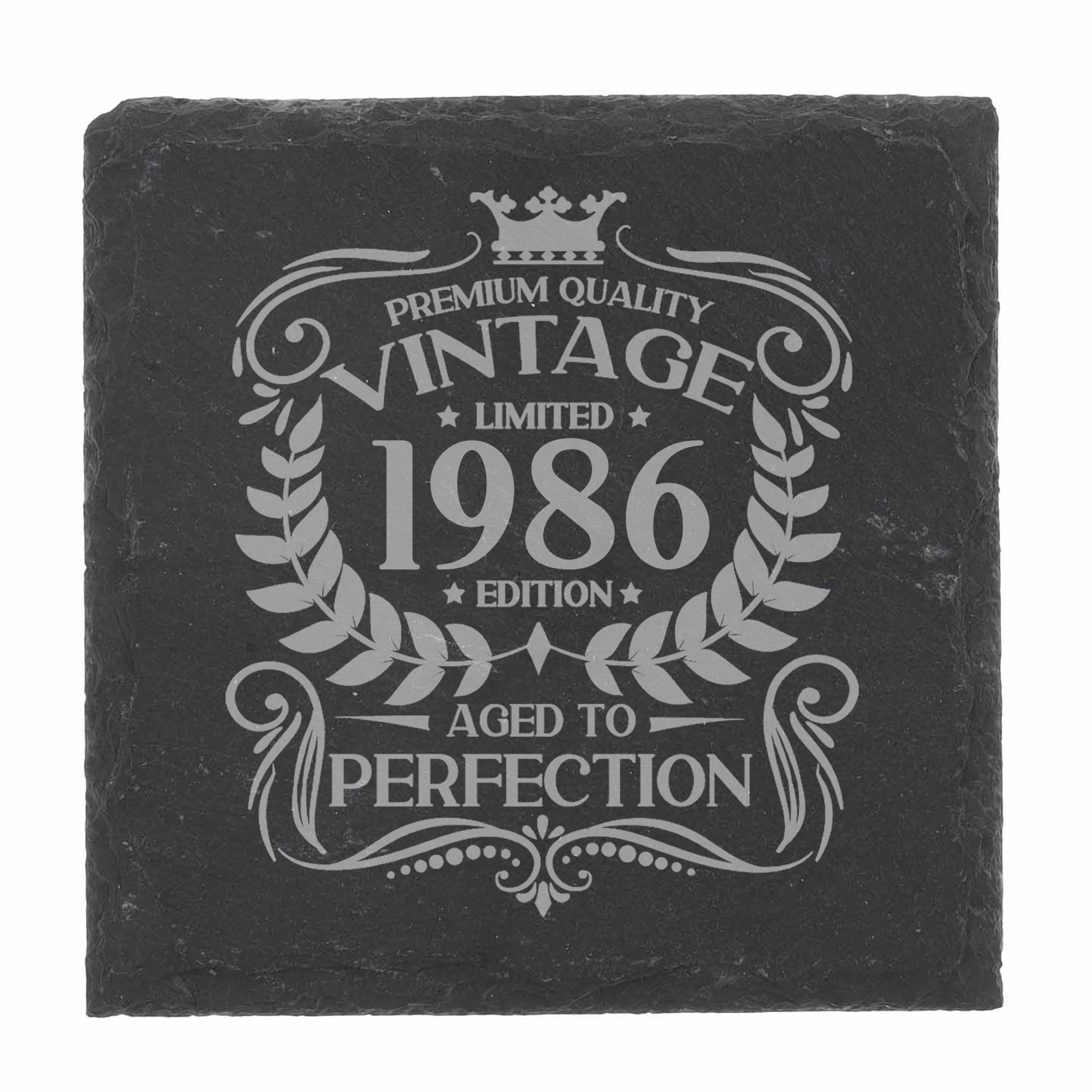 80th Birthday Gift for Men Vintage 1946 Aged to Perfection Engraved Slate Coaster Present for 80 Year Old Etched Natural Slate Placemat (Round Slate) — view 256