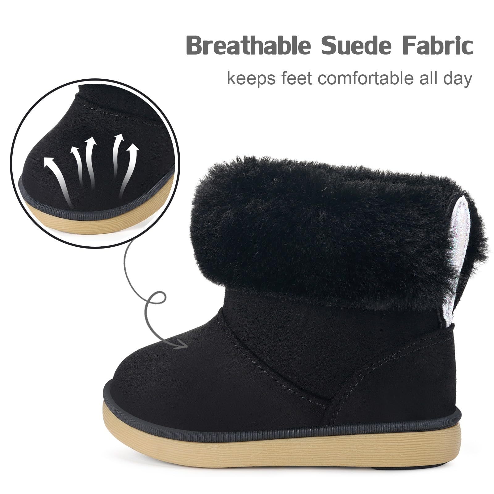 KVbabby Bottes Fille Neige Enfant Bottines Hiver Bébé Chaud Doublé Bottines Fourrure Souple Boots Chaussures d'Hiver Mode