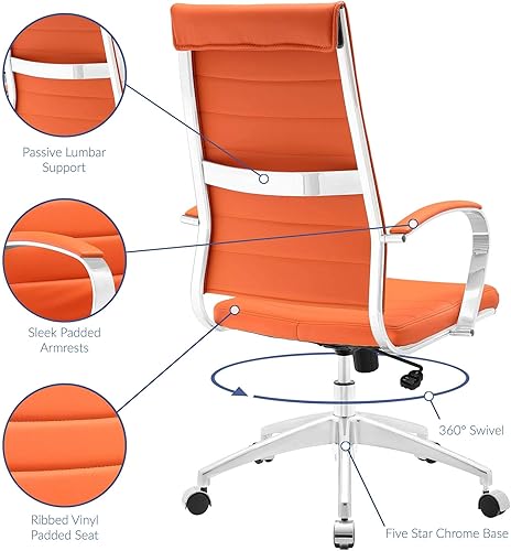 Miniatura 7 de Modway Jive Silla de oficina giratoria ejecutiva con respaldo alto y brazos en naranja