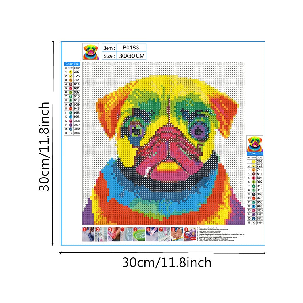 Reofrey Kit Pittura A Mosaico 5D Fai Da Te Con Strass Rotondi – 3 Tele 30x40 Cm, Per Adulti E Bambini, Tema Cane, Decorazione Casa, Completo Di Strumenti