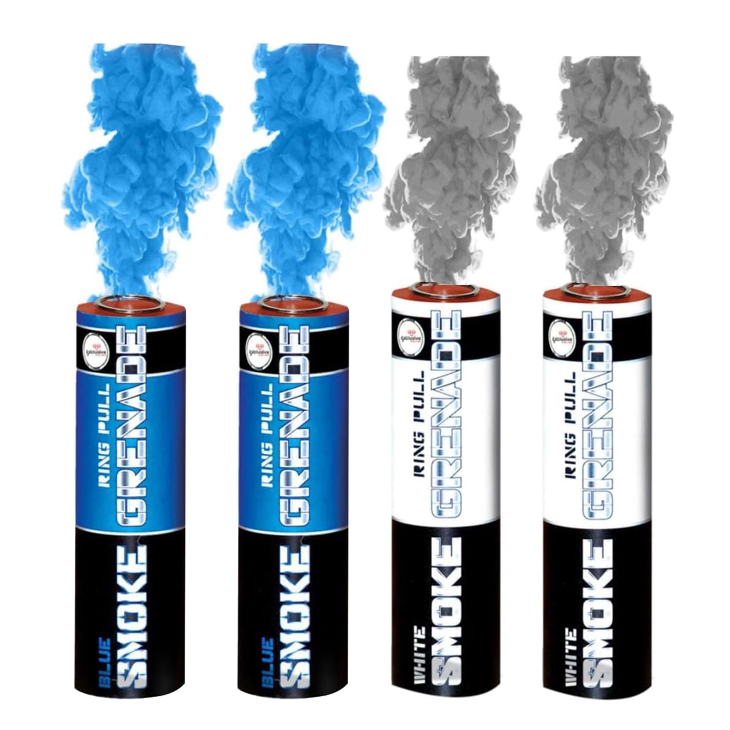 EXCLUSIVE ONLINE RING PULL SMOKE GRENADES Pack of 4 Colors (2 White, 2 Blue)