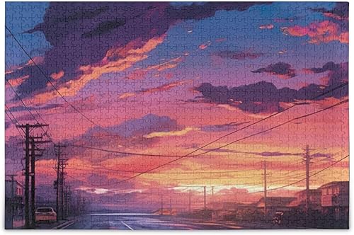 Sunset View Jigsaw Puzzles 500 Pieces for Adults,Learning Educational Puzzles,Difficult and Challenge Families Toys with Mesh Storage Bag 2012199