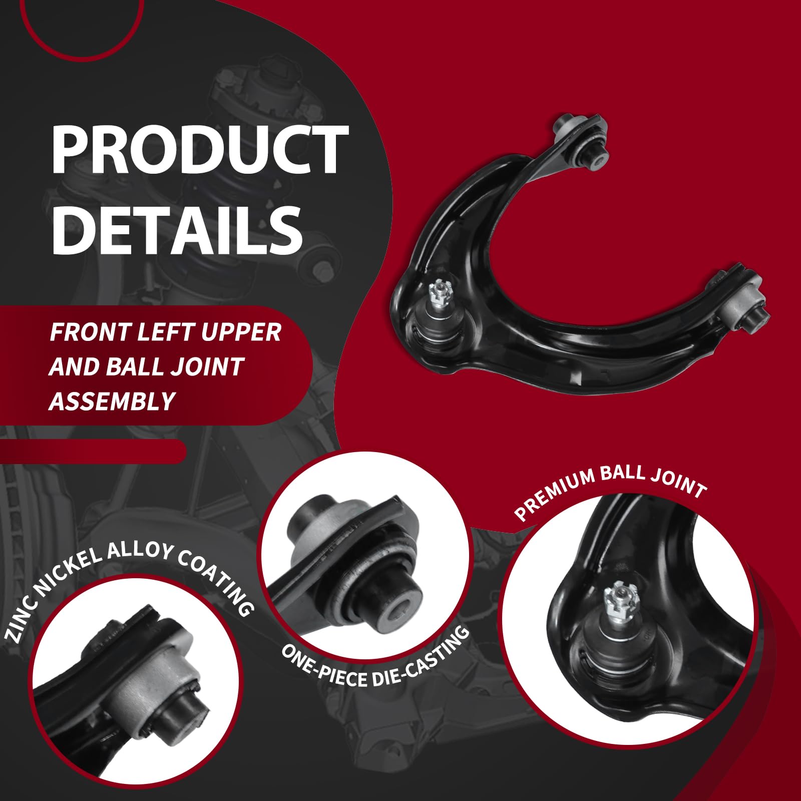 16 PCs Front Suspension Kits- Front Upper Lower Control Arm Ball