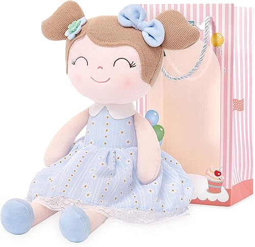 Gloveleya - muñeco bebé para niña, regalos de tela, muñecas de peluche azul claro de 16 pulgadas con caja de regalo