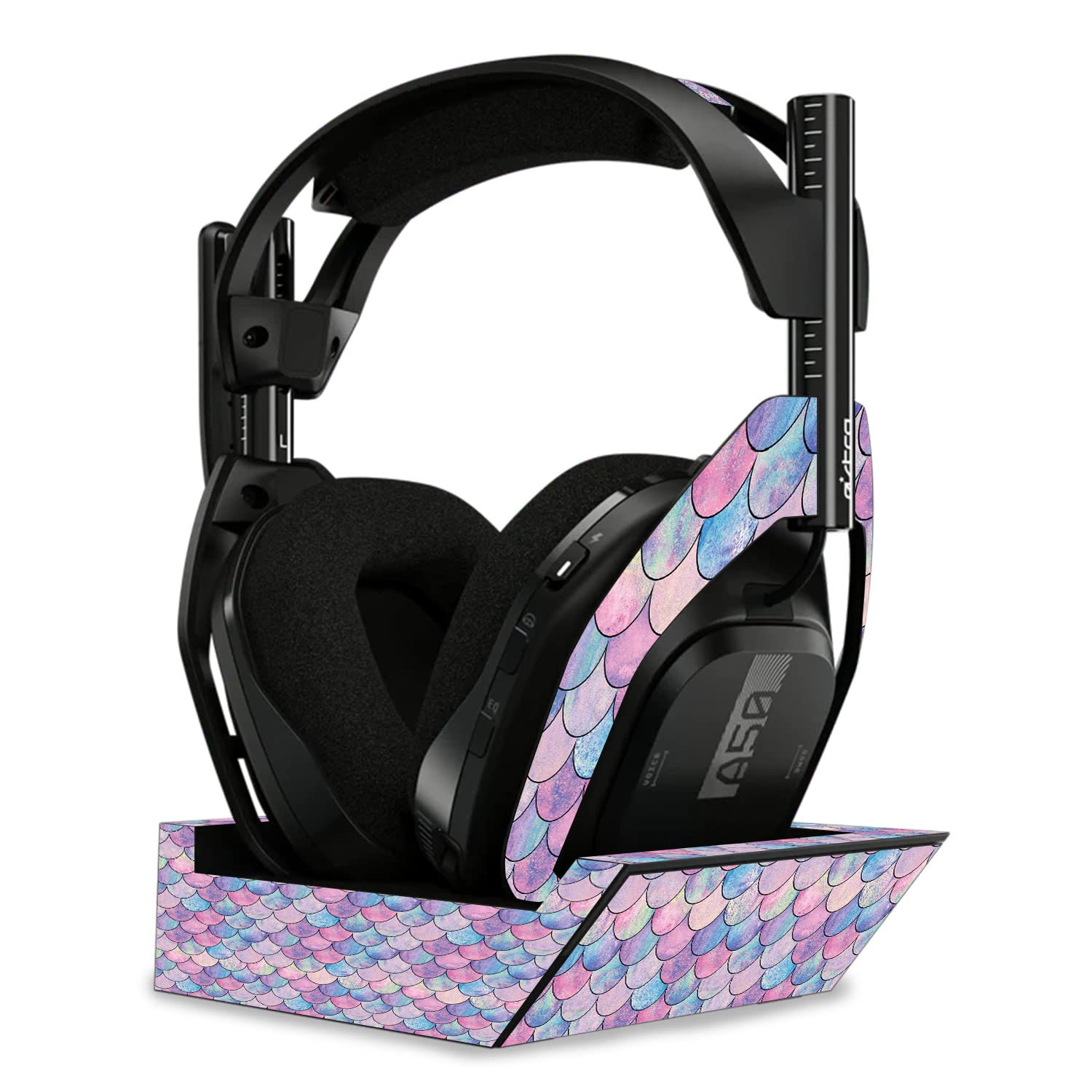 MightySkins Skin Compatible with Astro A50 Wireless Headphones + Base Station (Gen 4) - Mermaid Scales | Protective, Durable, and Unique Vinyl Decal wrap Cover | Easy to Apply | Made in The USA