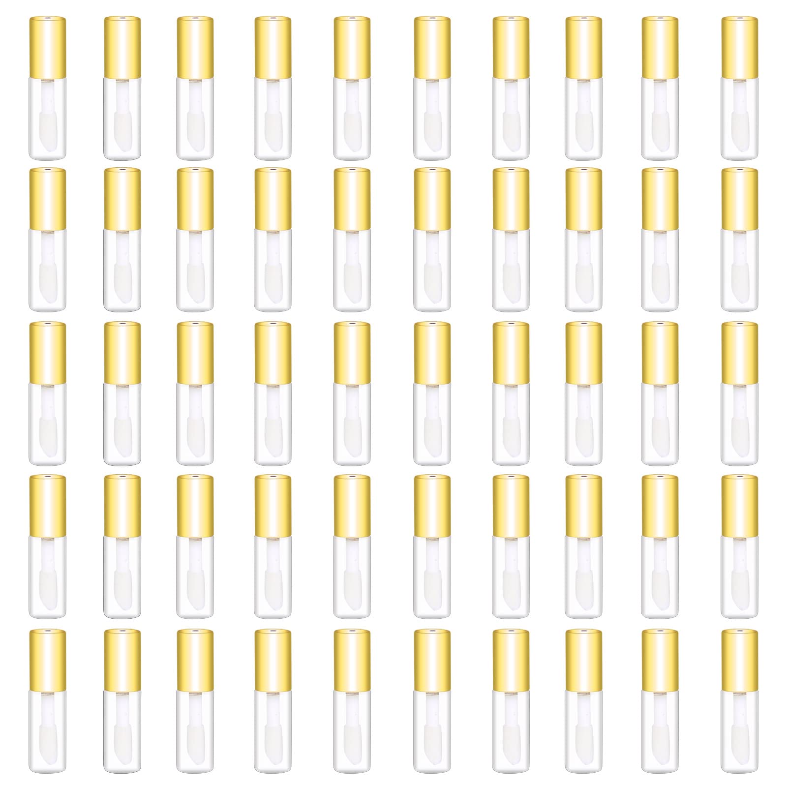 Mydio 50 Pack 1 2ML Clear Mini Lip Gloss Tube Empty Lip Balm Containers With Gold Lid for