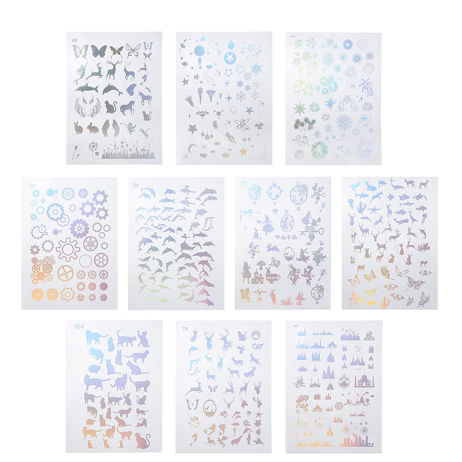 ARTIBETTER 10 Sheet Resin Supplies Kit Epoxy Stickers Transparent Craft Sticker for Kids Journal Scrapbook Planner Resin Craft
