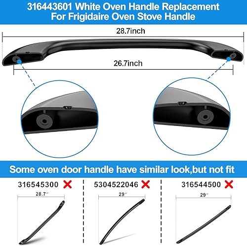 Miniatura 5 de Repuesto de manija de puerta de horno 5304458312 compatible con Kenmore Electrolux Frigidaire Electric Range Oven Stove Reemplaza 316443600