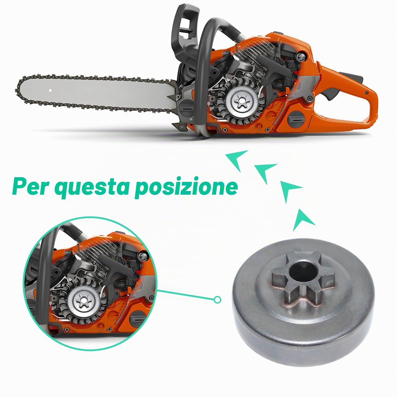 Kit 3/8" Ruota Dentata Frizione per Stihl 017 018 MS170 MS180 021 023 025 MS210 MS230 MS250, ADEFOL Pignone + Tamburo Frizione + Cuscinetto + Vite Senza Fine + Rondella + E-Clip + Candela