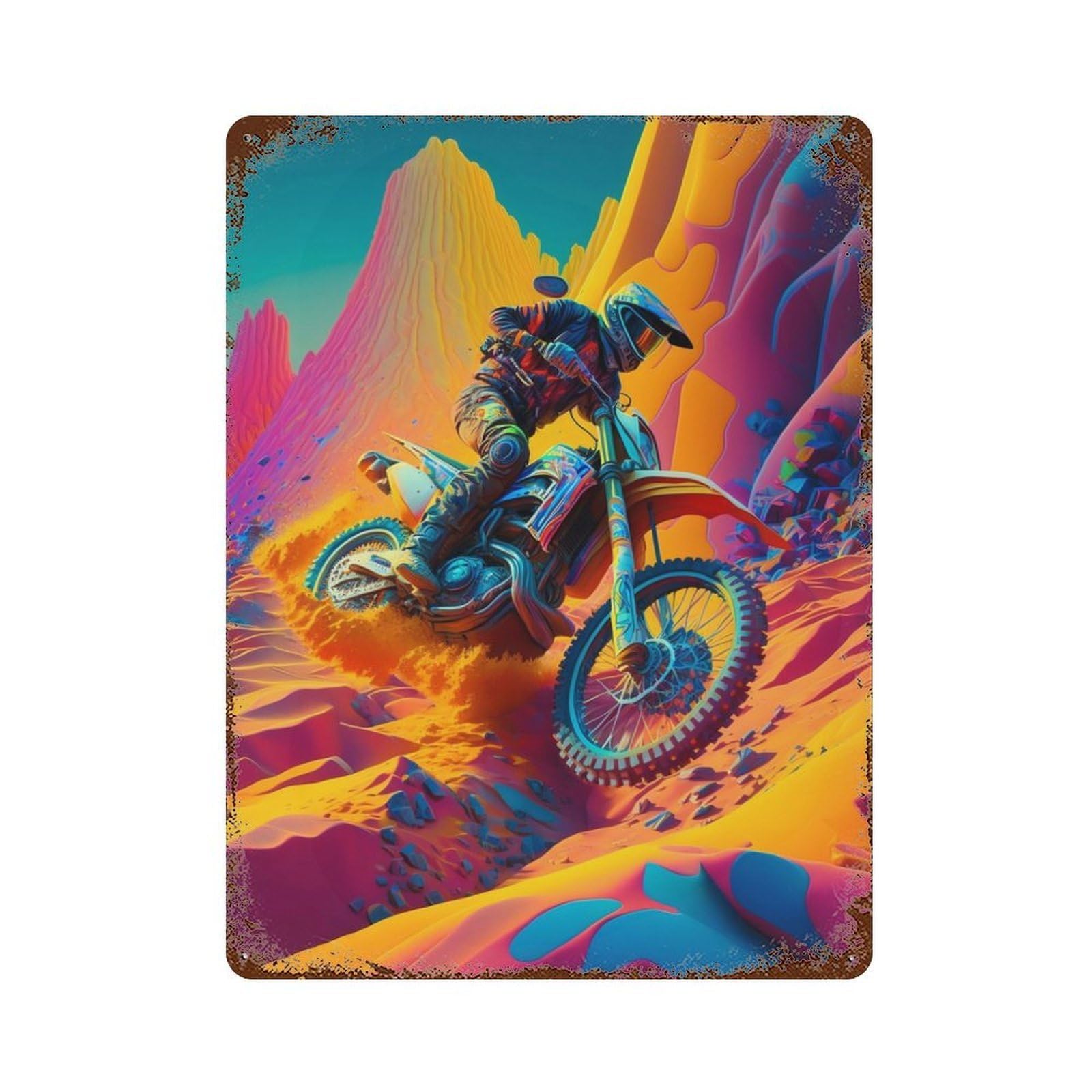 Vintage Rust Metal Sign Dirt Motocross BestArt 15.7"x11.8", Novelty Wall Decor for Garage, Bar And Workshop Decor