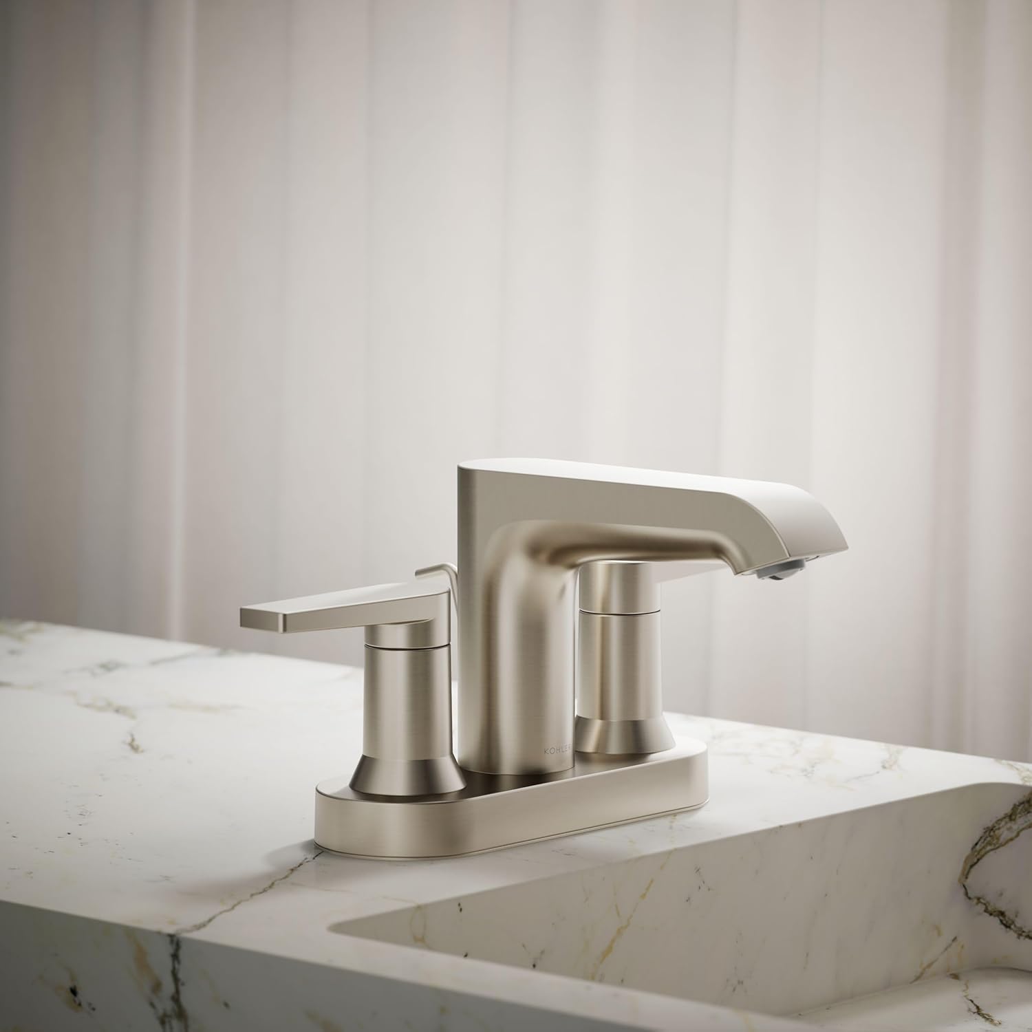Kohler 97094-4-BN Hint® Centerset Bathroom Sink Faucet, 1.2 gpm, Vibrant Brushed Nickel