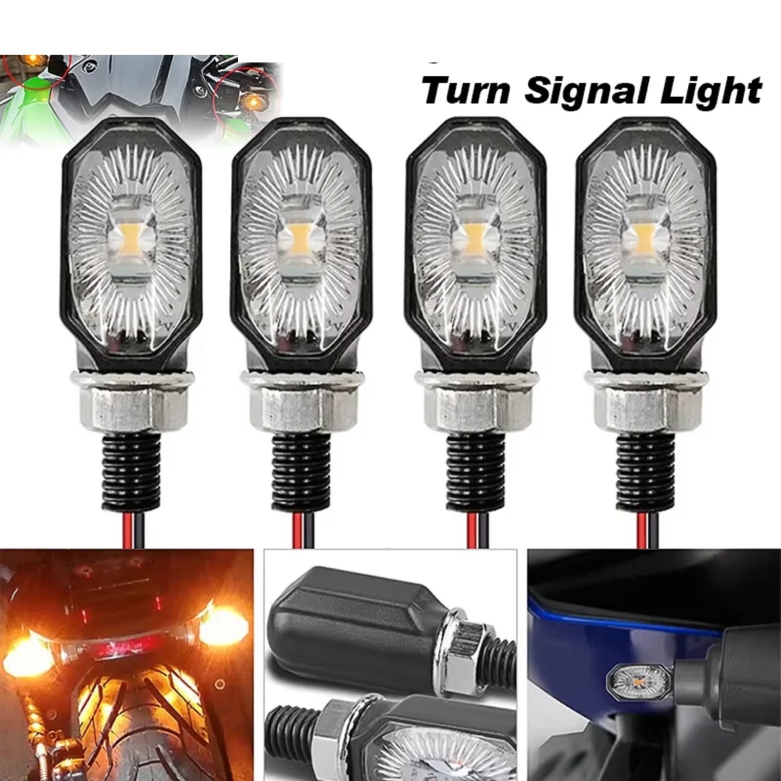 12V 10mm 2 Fili Universale Sinistra Destra Indicatore Di Direzione Moto Indicatore Lampada Ambra Lampeggiante Lampeggiante Impermeabile(4pcs)