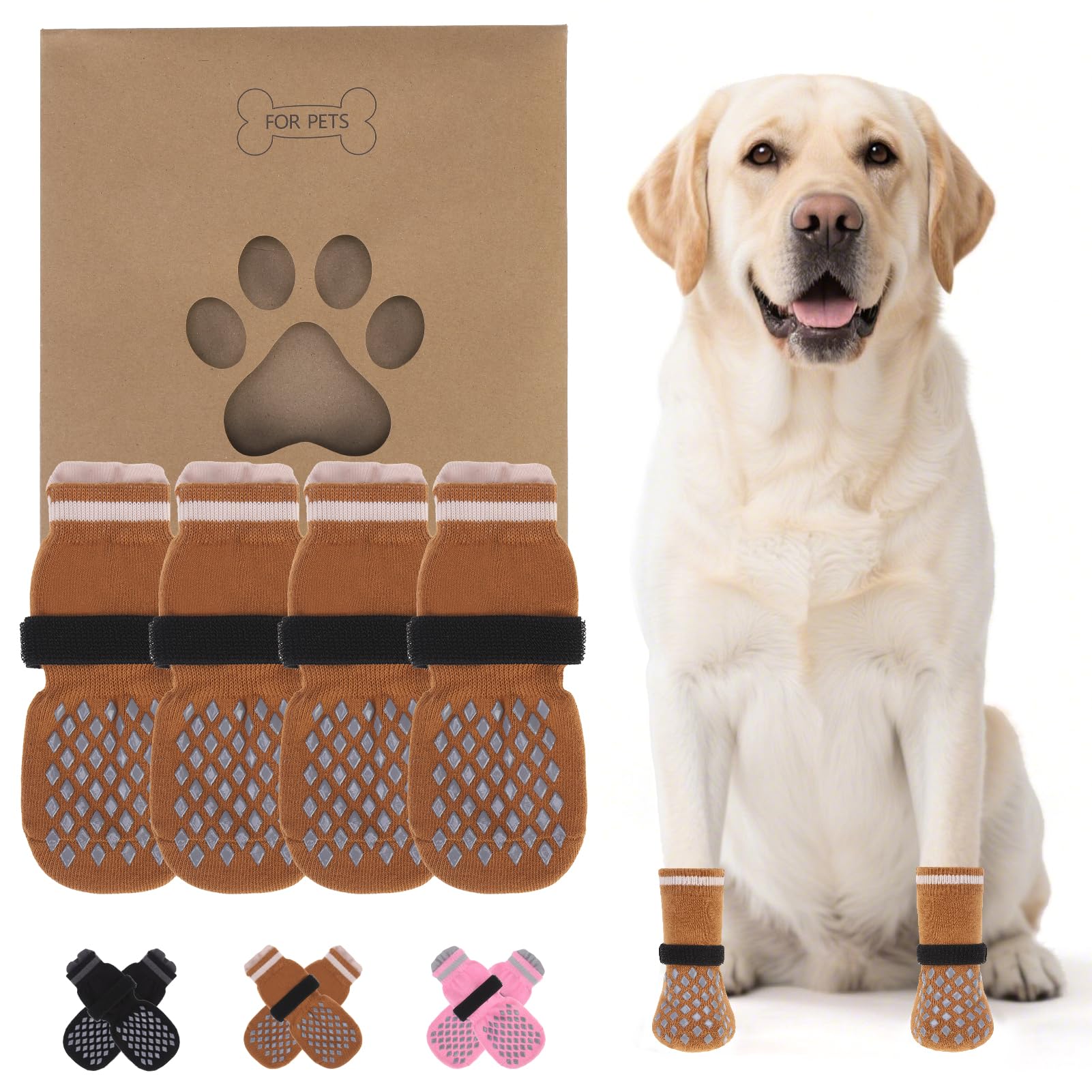 KOOLTAIL Dog Socks for Hot/Cold Pavement to Prevent Licking Paws Scratching,Anti Slip Pet Boots&Paw Protector for Hardwood Floors,Traction Control Grip Booties for Dogs — image 1