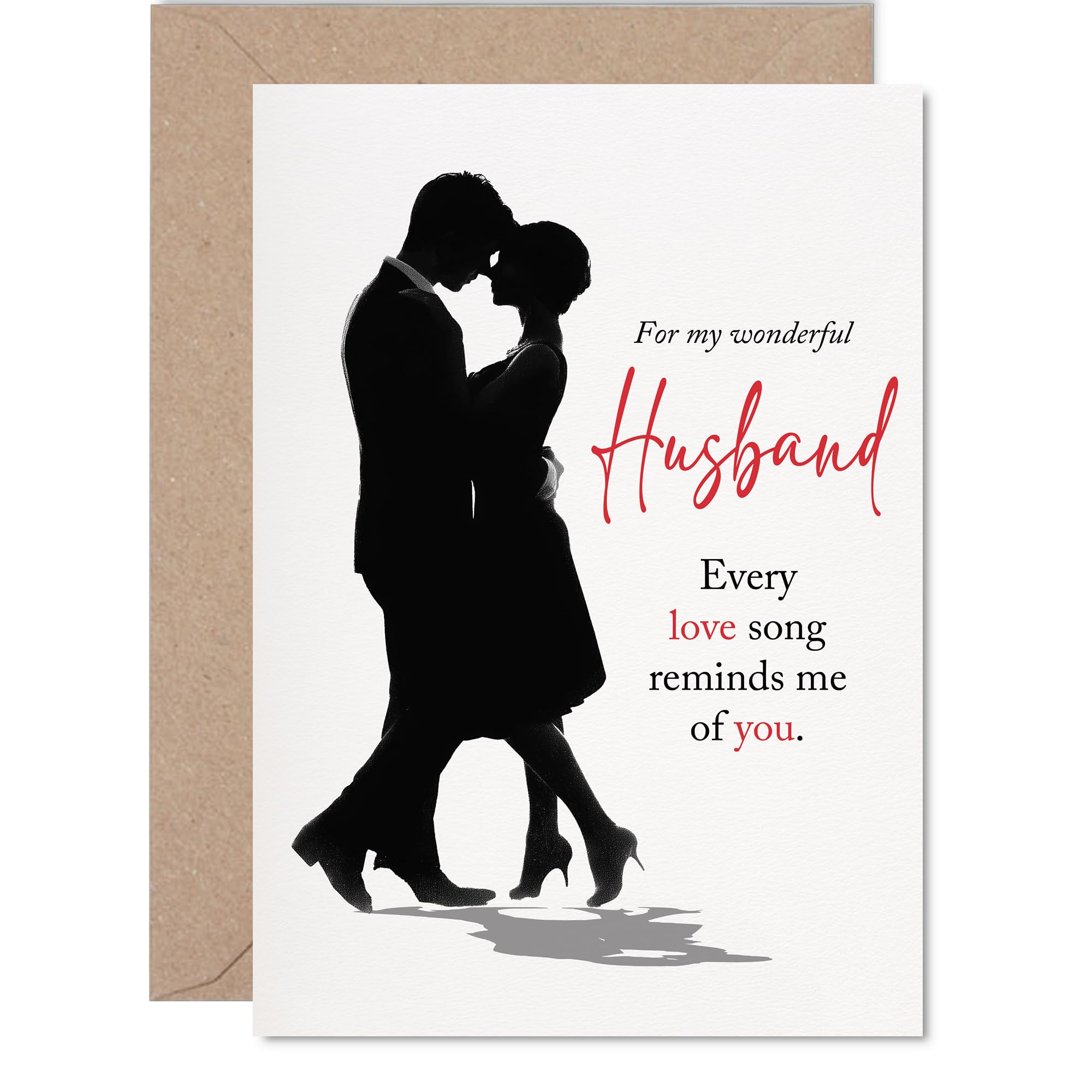 Husband Anniversary Card - Every Love Song - Happy Anniversary Card for Husband from Wife Partner, A5 Wedding Anniversaries Greeting Cards