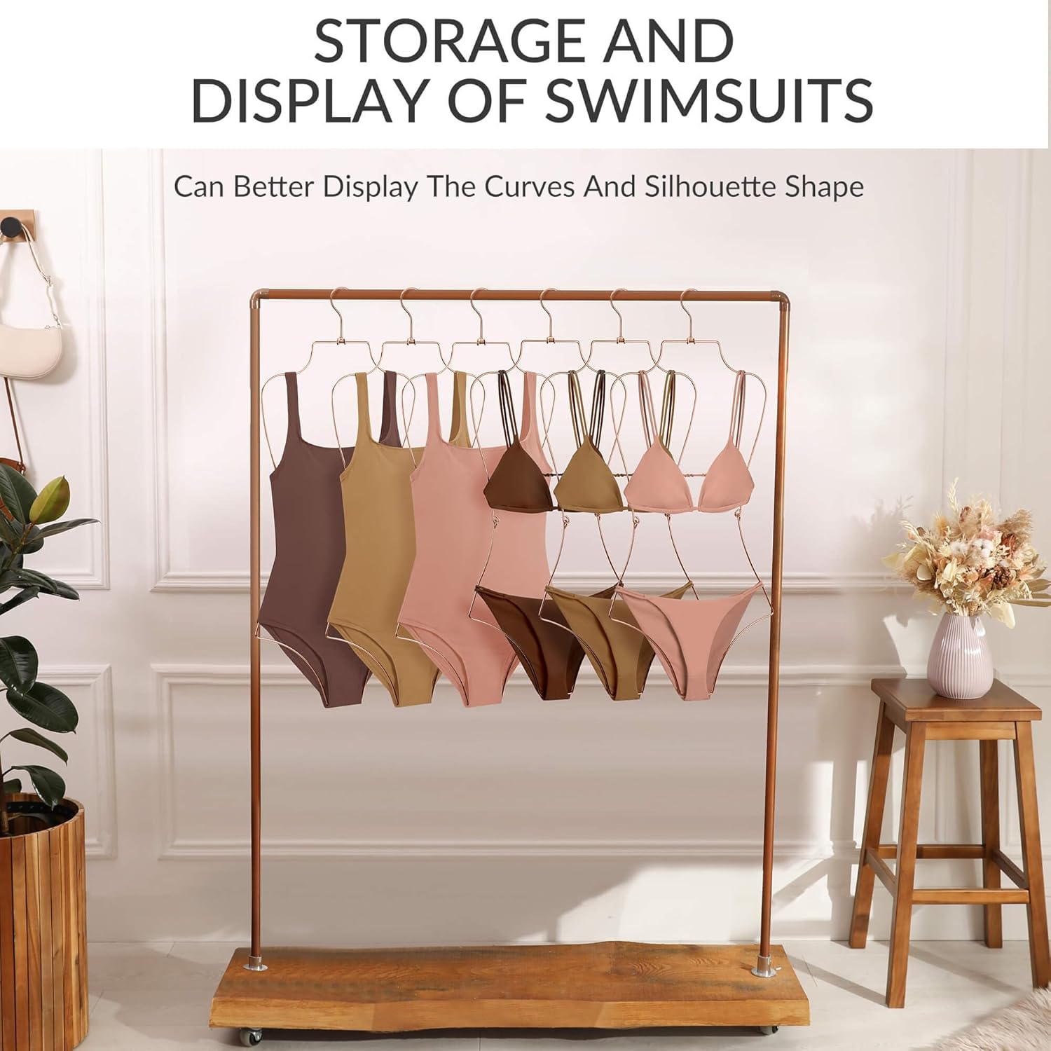 ZEDODIER Swimsuit Hanger, Lingerie Hanging Rack, Top Swivel Hook, Foldable Design