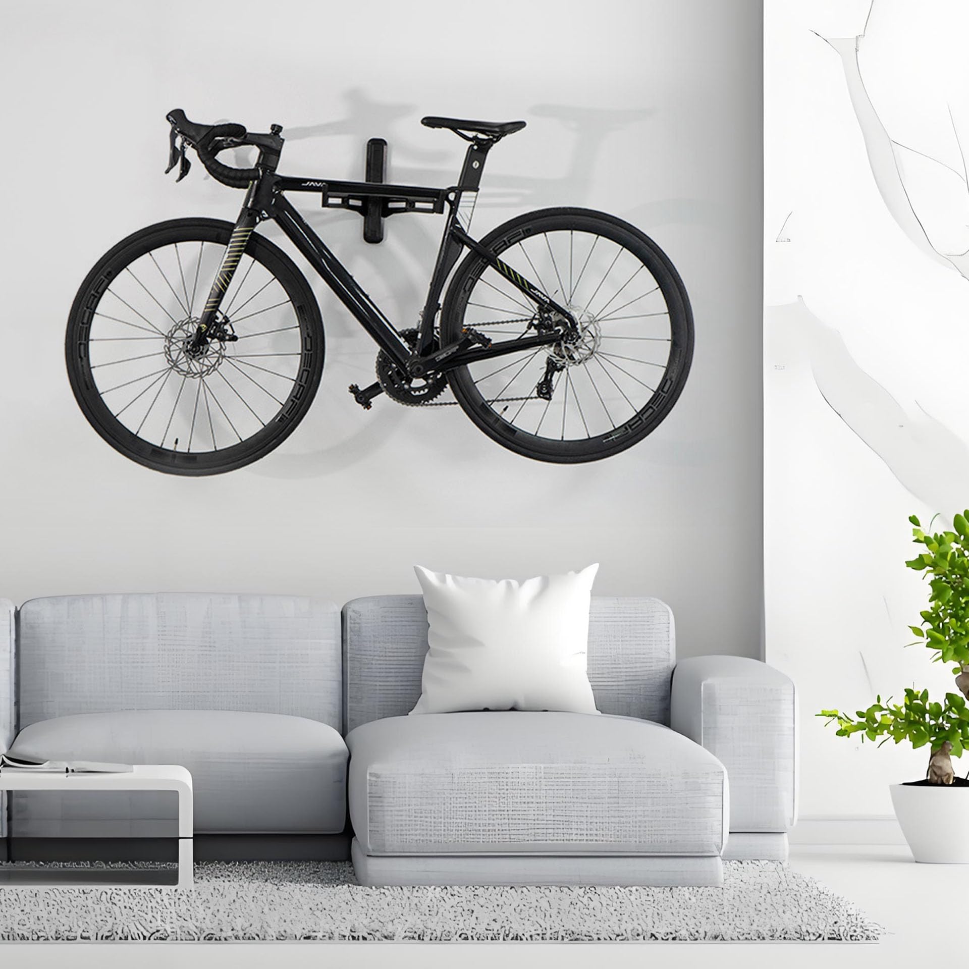Mimoke Fahrrad Wandhalter | Aluminiumlegierung, belastbar bis 40 kg | Verstellbarer Wandabstand 18,5–28 cm | Gummierte V‑Haken 7,2 cm | Für MTB, Rennrad, E‑Bike, platzsparend