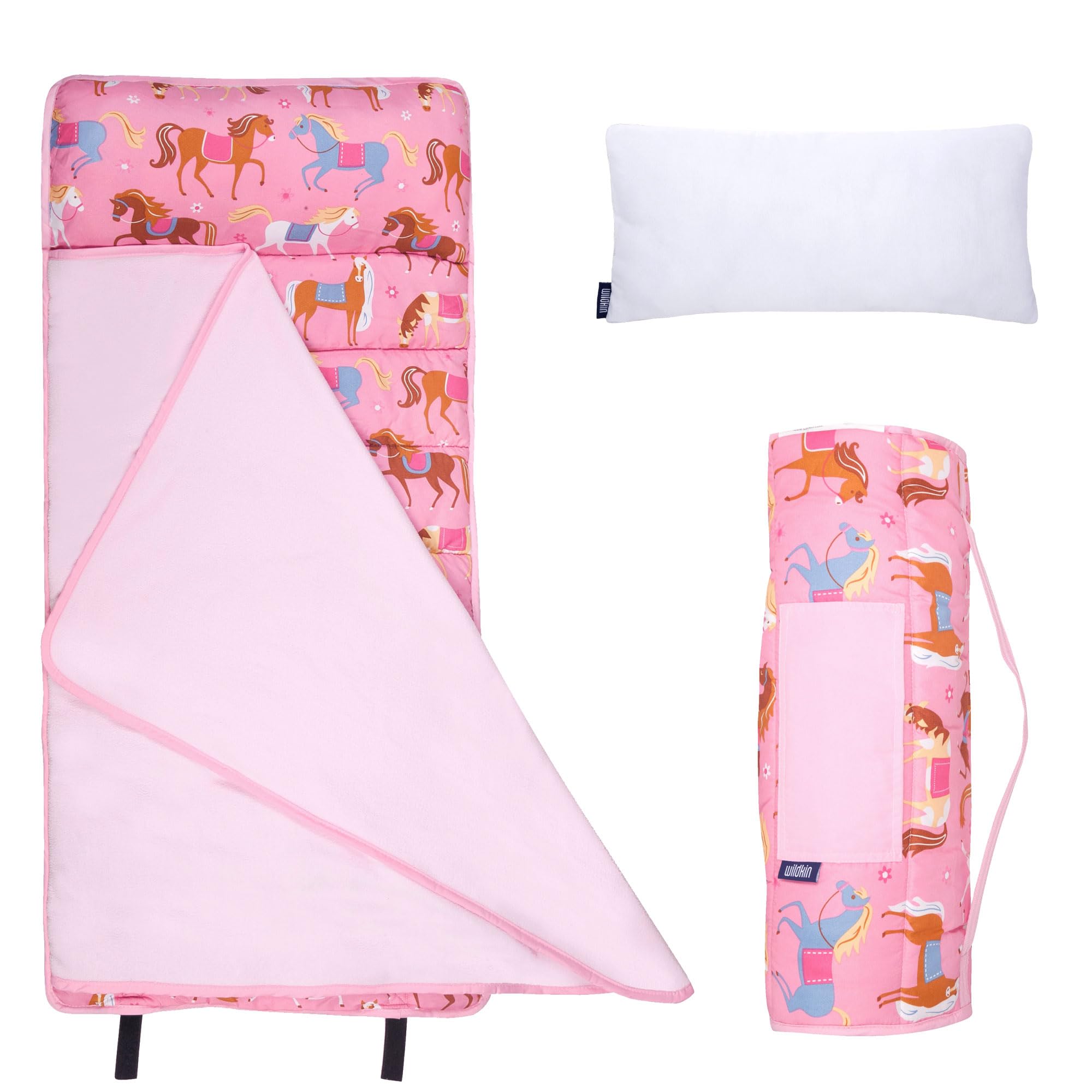 Wildkin 43-inch Kids Nap Mat – Soft Microfiber Toddler Sleeping Mat with Pillow