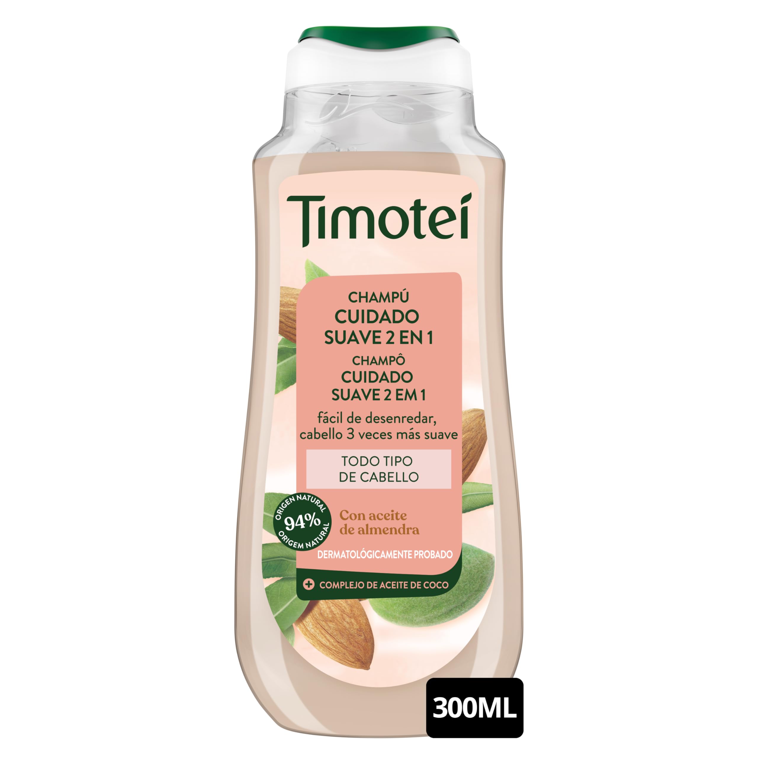 Timotei Champú 2 en 1 Cuidado Suave 300ml| Cabello 3 Veces Más Suave | Con Aceite de Coco | Limpia y Desenreda — view 2