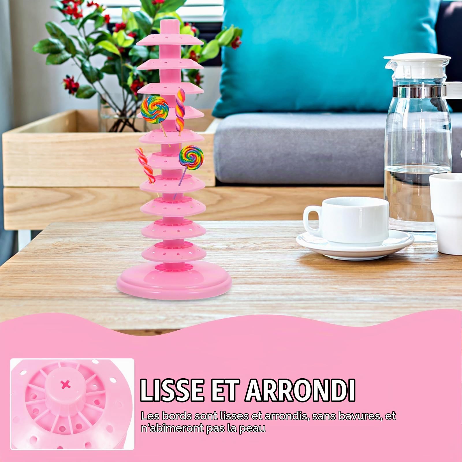 Operitacx Présentoir À Sucettes Multi-Niveaux 15 Trous Support Réglable En Plastique Pp 12.60X5.31X5.31 Pouces Présentation Idéale Pour Décorations De Fête Et Accessoires Bonbons