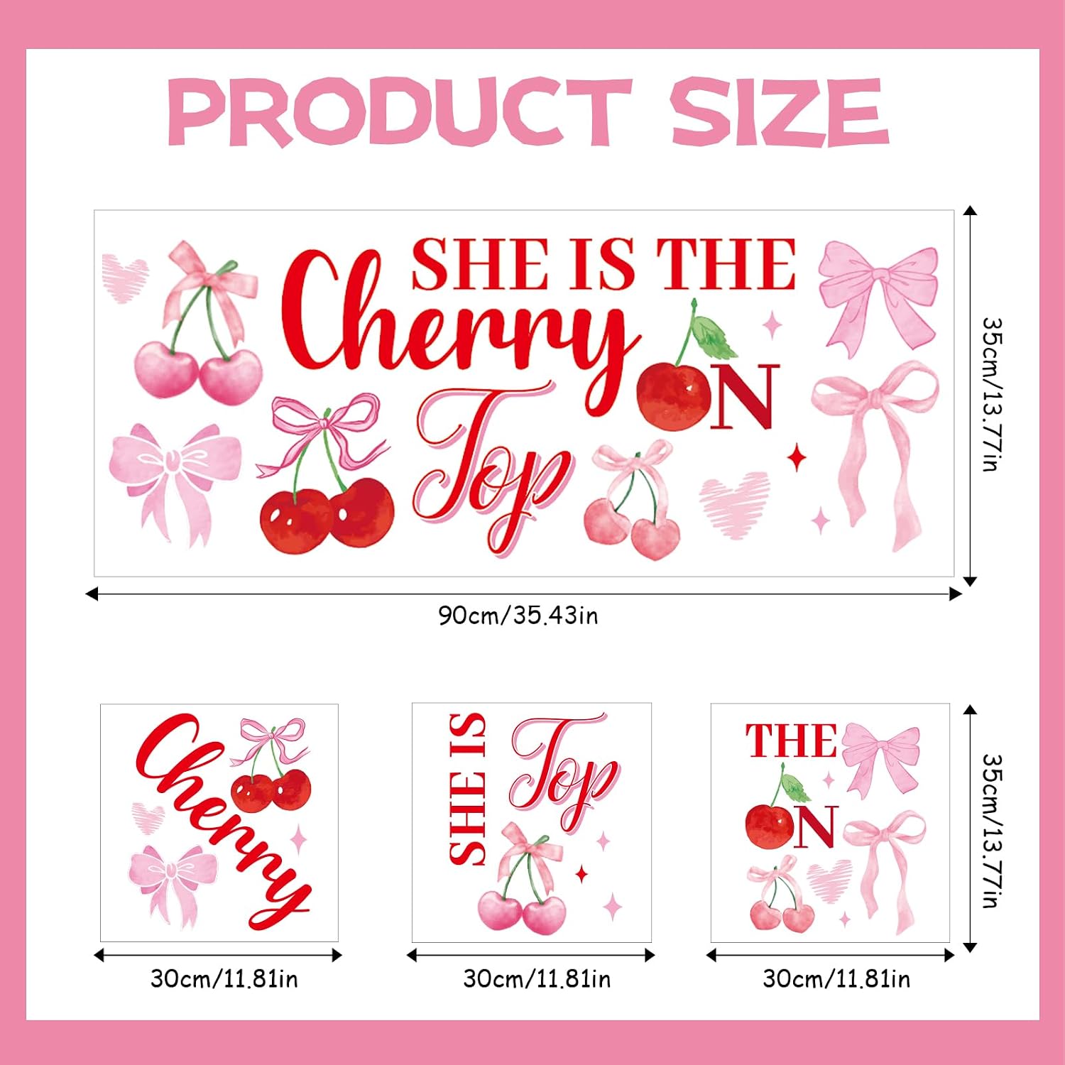 She's The Chery on Top Decal for Backdrop Arch - CherriesTheme Baby Shower Background Wall Decor, Cherries Themed Birthday Bridal Shower Bachelorette Party Decorations