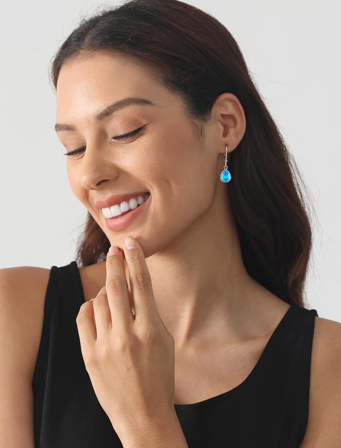 YL 925 Sterling Silver Solitaire Teardrop Dangle Drop Earrings Pear/Heart/Round Cut Birthstone Leverback Earrings Jewelry for Women - Image 2