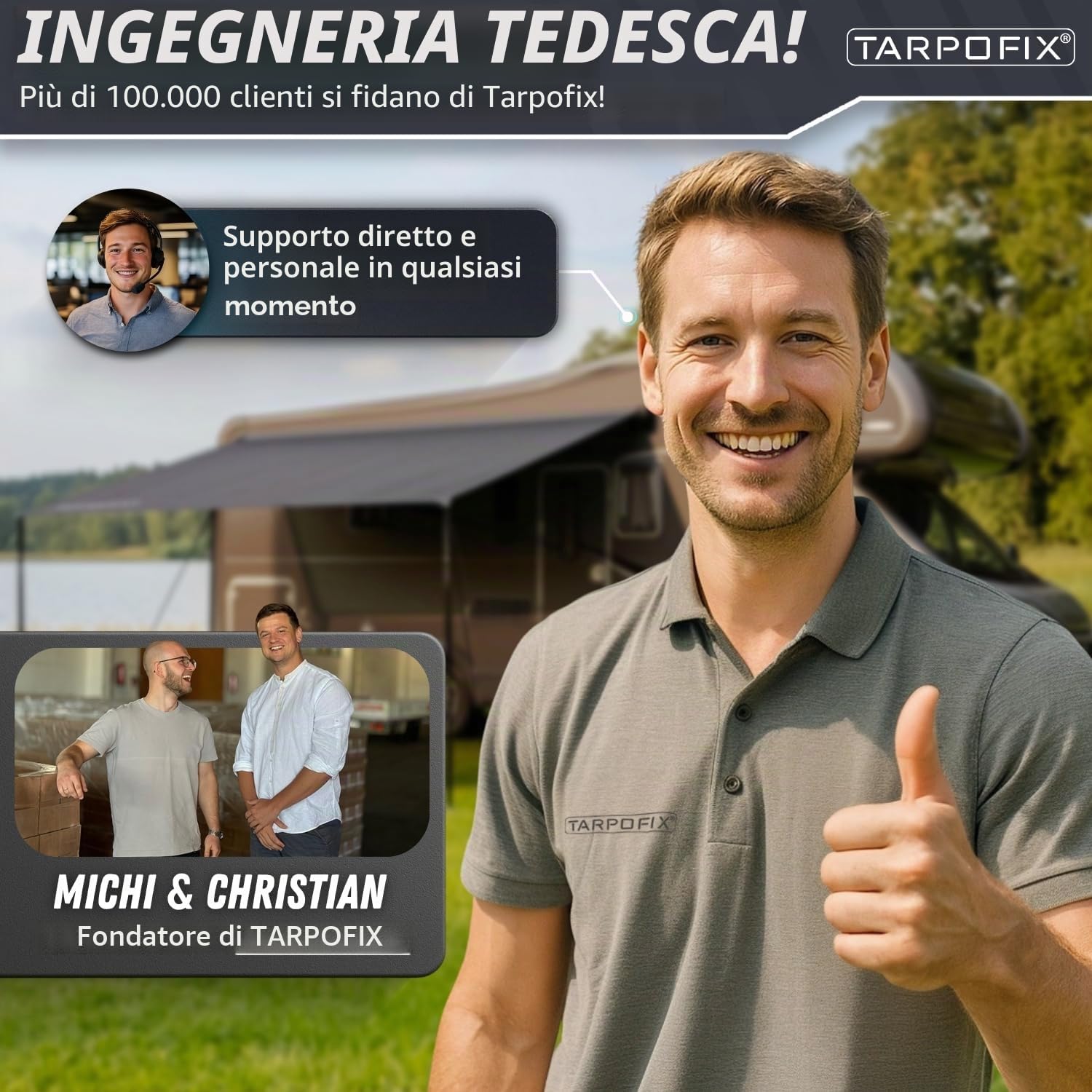 Tarpofix® Tendalino Camper con Keder 4 x 2,4 m | Tetto Parasole PU 6000mm Impermeabile per Profilo Keder | Tettoia Protezione Solare & UV 60+ per Campeggio | Telo Veranda per Roulotte & Caravan Tarp