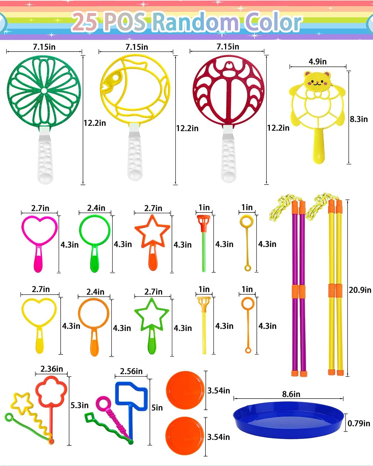 Big Bubble Wands Set, Big Bubbles Wand Toy Sets with Tray Bulk Funny Large Bubble Making Toys for Kids Adult Summer Outdoor Playtime Activity Party Favors Gifts Birthday Games, 25Pcs