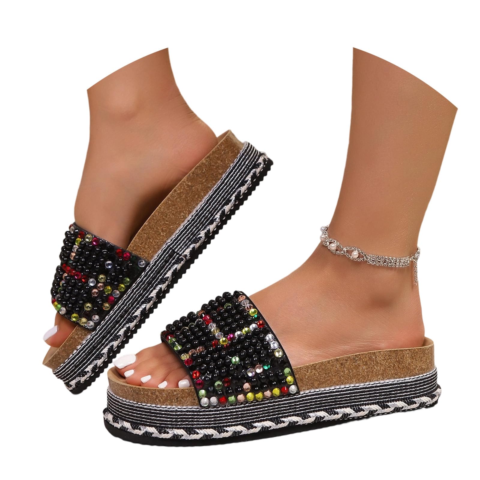 Generico Ciabatte Donna Estive Sandali Plastica Spiaggia Ciabattine Infradito Mare Gomma a Fascia Piscina Antiscivolo Eleganti Da Per Casa Nere Ciabattina Ragazzo Di Ciabatta Comodi 36