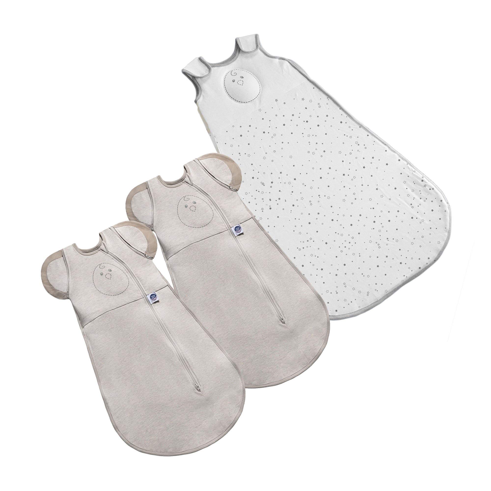 Nested Bean: Grow with me Bundle (0-15 Months) | Gently Weighted swaddles & Sleep Sack | Arms Free/in/Out Swaddle | Sleep Sack Helps Newborns/Infants Transition from Swaddle