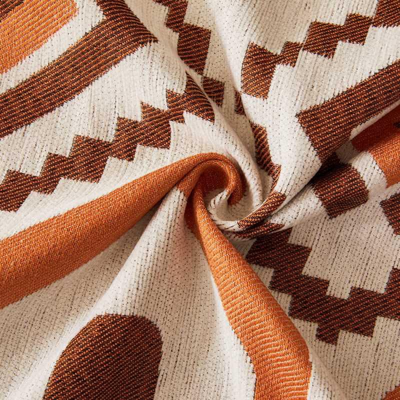 Image of HOMETHREADS Chenille Bohemian Boho Style Sofa Cover | Thick & Soft Luxury Slipcover | Protective, Washable & Stylish Couch Cover for Living Room Decor. (Bohemian Orange, 2 Seater | 140x180cm)
