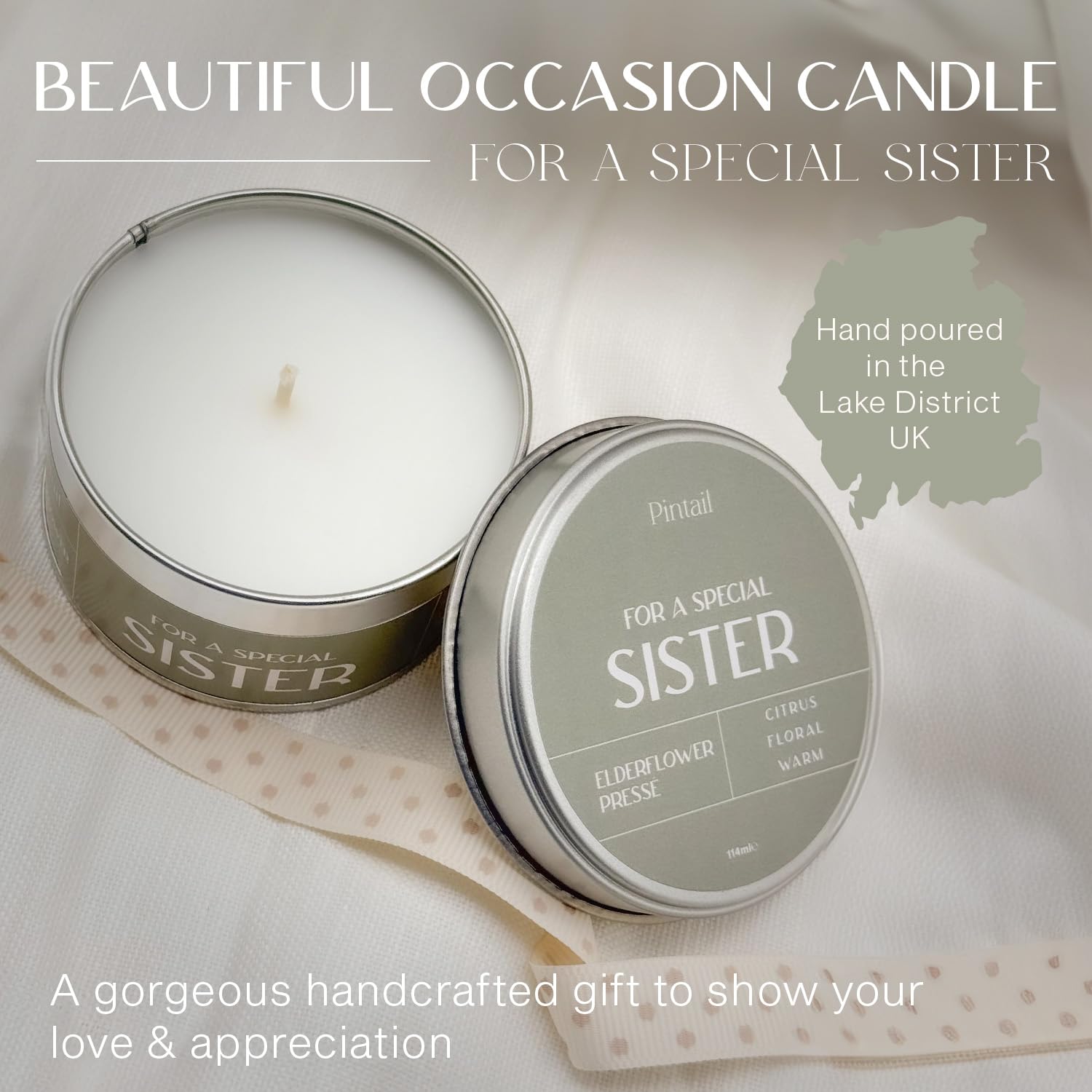 Pintail Elderflower Pressé Home Fragrance Special Sister Occasion Candle (20 Hour Burn) - Genuine Pintail Candle Gift - Image 2