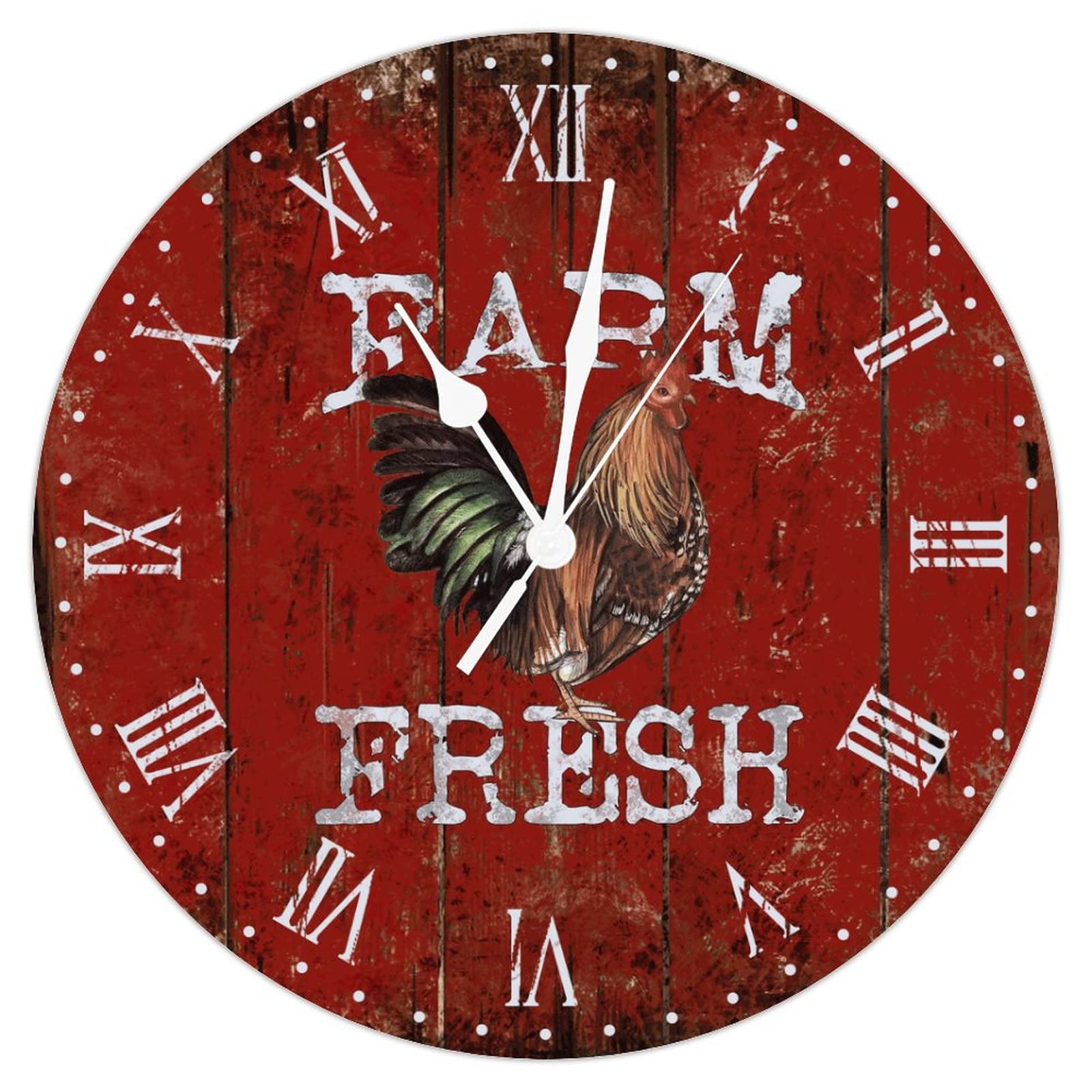 Horloge murale coq silencieuse finissant les bruits de tic-tac pour déco rétro