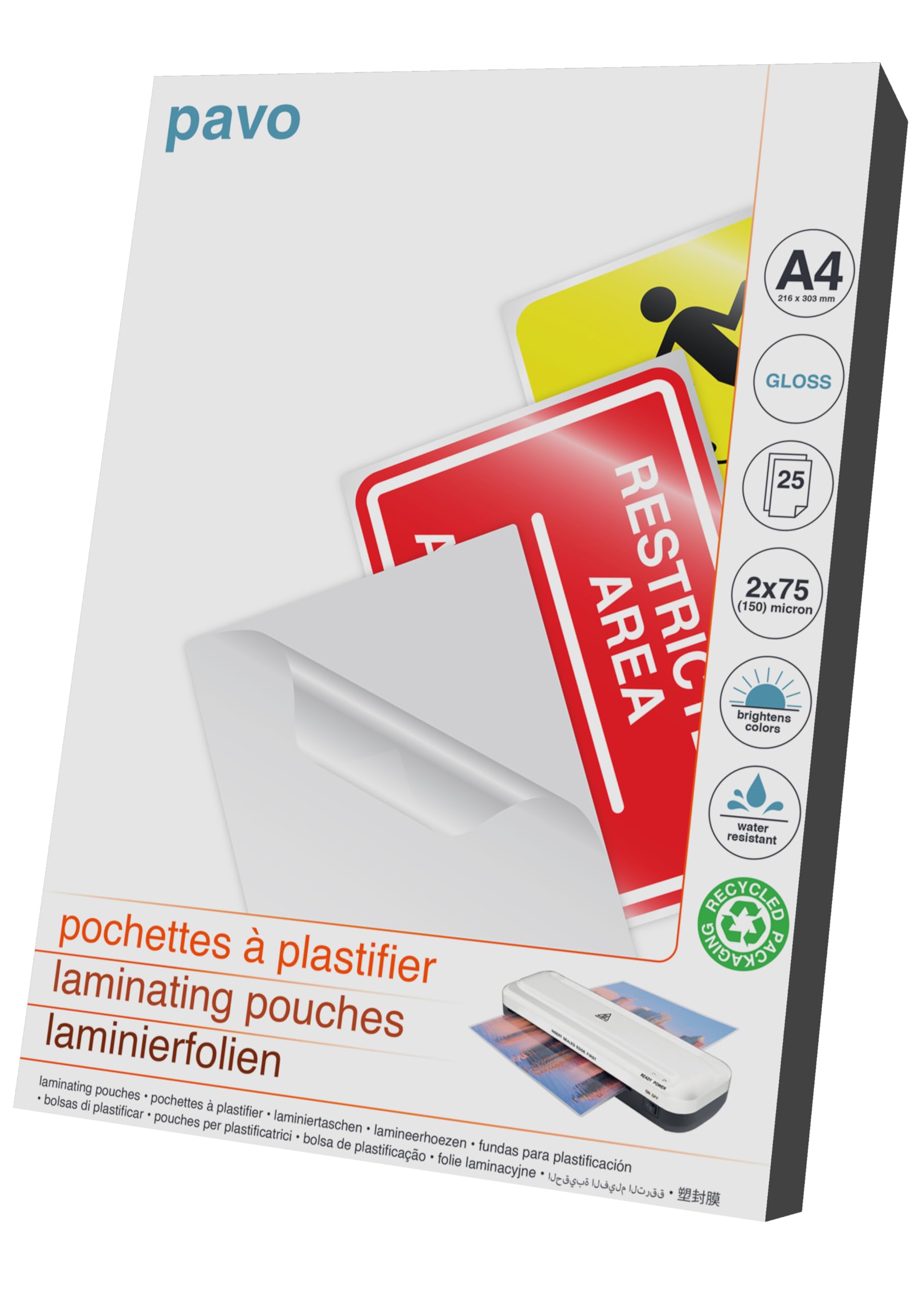 Pavo Laminating Pouches A4 150 Micron Pack of 25