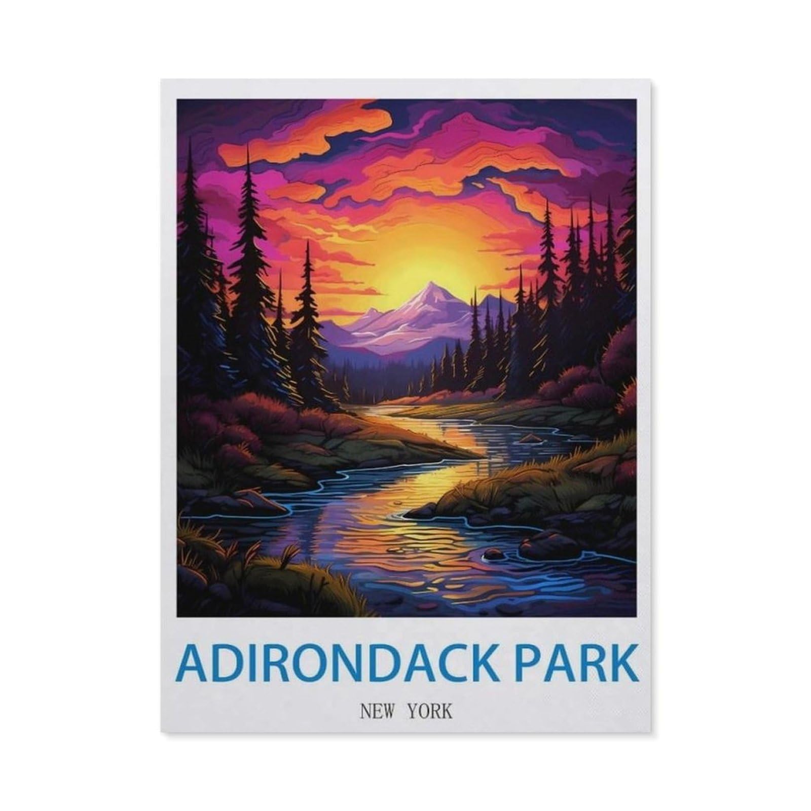 Vintage Wall Decor Metal Poster Plaque，Adirondack Park New York，Sign Farmhousenostalgic Tin Sign For Home Cofe Kitchen Pub Bar Wall Decor(30x40cm）12x16 inch-EE46