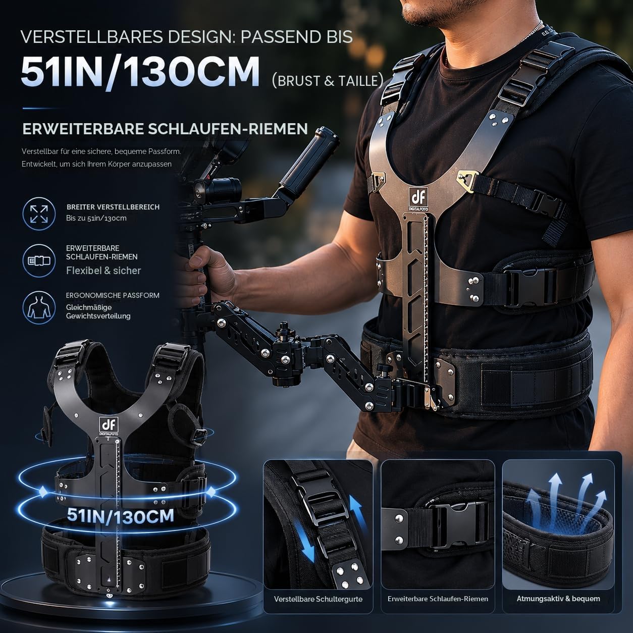 Thanos-SE Ultra Gimbal Support Weste mit Schnellwechsel – Steadicam Gimbal Stabilisator Weste für DJI Ronin RS5 RS4 PRO, RS3 Mini, RS3 PRO und Kameras, 2–8 kg Traglast für Videografen