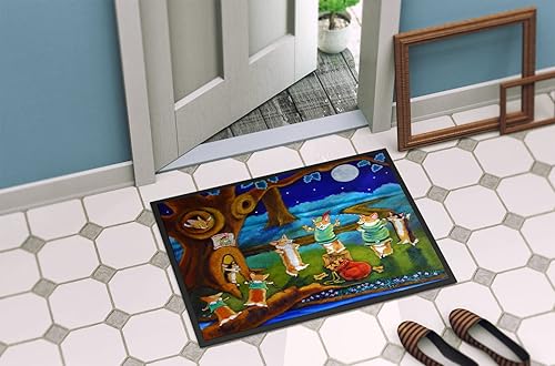 Miniatura 4 de Caroline's Treasures 7415JMAT Corgi Robin Hood - Tapete para puerta delantera, 24 x 36 pulgadas, para interiores y exteriores, para entrada,