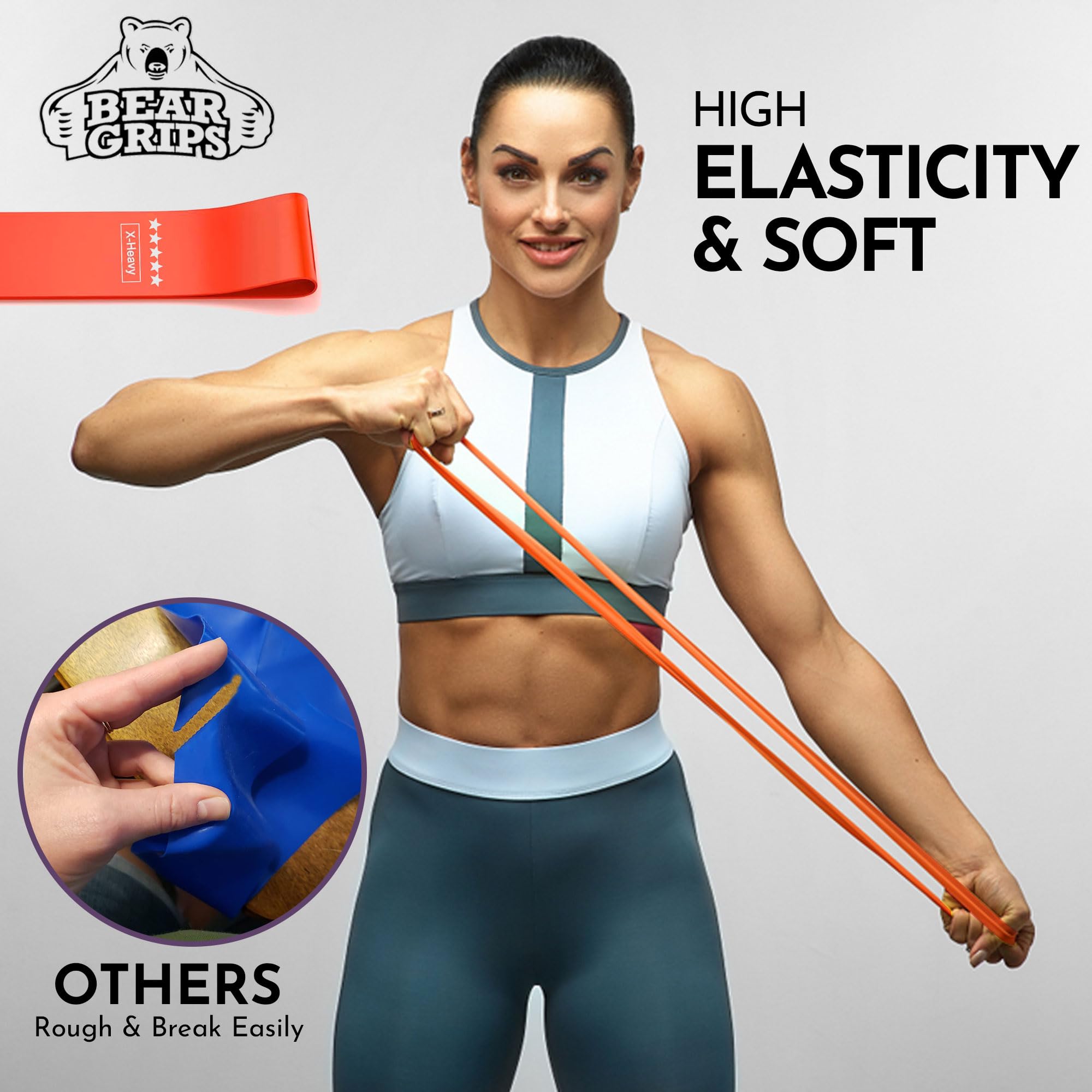 Bear Grips Resistance Bands For Working Out - Home Gym Equipment Exercise Bands Glutes Workout Equipment Elastic Bands Exercise Yoga Blocks Pilates Hip Legs Th - View #3