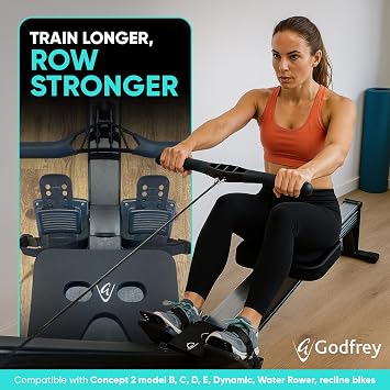 GODFREY Ergo Booster Grip Rower Pad - 25mm Neoprene Seat Cushion with Textured Rubber Surface for Concept 2 Rowing Machine, Water Rower & Recline Bikes (Black)