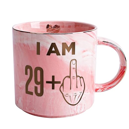 30th Birthday Gifts for Women - Funny Turning 30 Year Old Birthday Gift Ideas for Wife, Mom, Daughter, Sister, Aunt, Best Friends, BFF, Coworkers - Fabulous Pink Marble Mug, Ceramic 11.5oz Coffee Cup