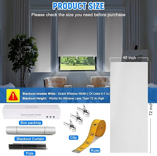 Miniatura 3 de Cortinas opacas para dormitorio, persianas opacas autoadhesivas para interiores, sin taladrar ni herramientas, protección UV, persianas enrollables