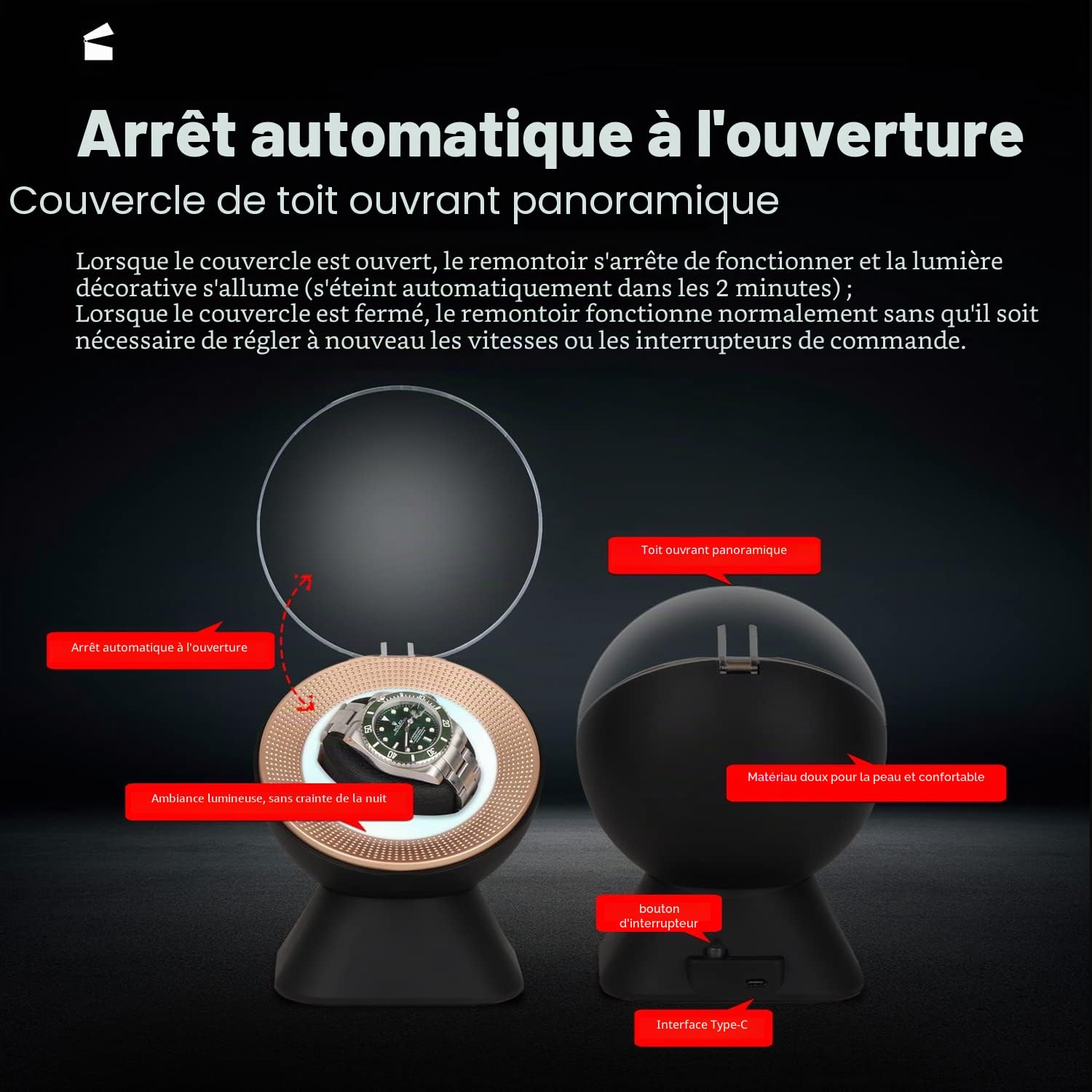 Remontoir automatique pour montre Rolex Intelligent à un bouton Opération Espace Design, Compacte