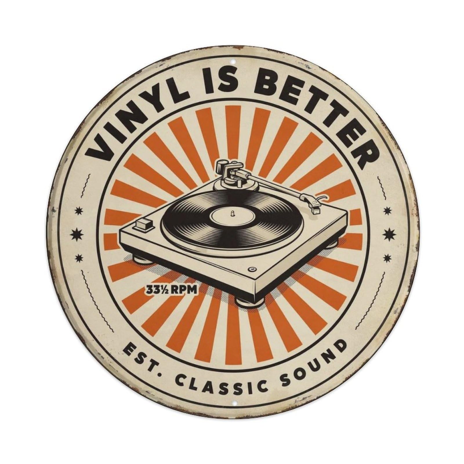 Live Music Lover Vintage Microphone Round Metal Tin Sign Plaque