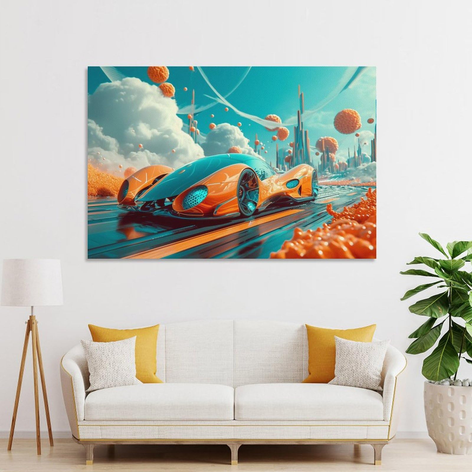 Amazon.co.jp: 絵画 SF 背景スーパーカーインテリア 絵画 未来の車の