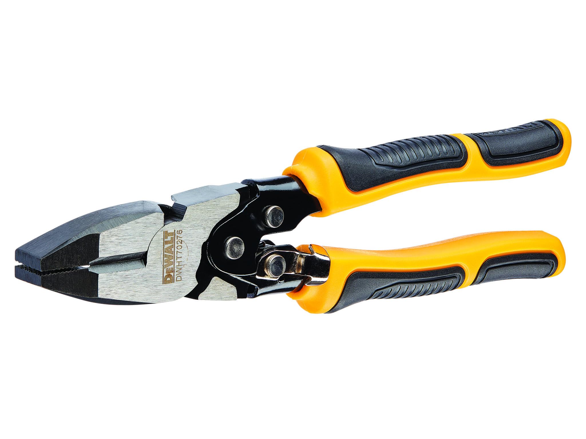 Dewalt Compound Action Linesman Pliers 200mm, with Induction Hardened Blades for 70% More Cutting Power Over Standard Cutting Pliers.