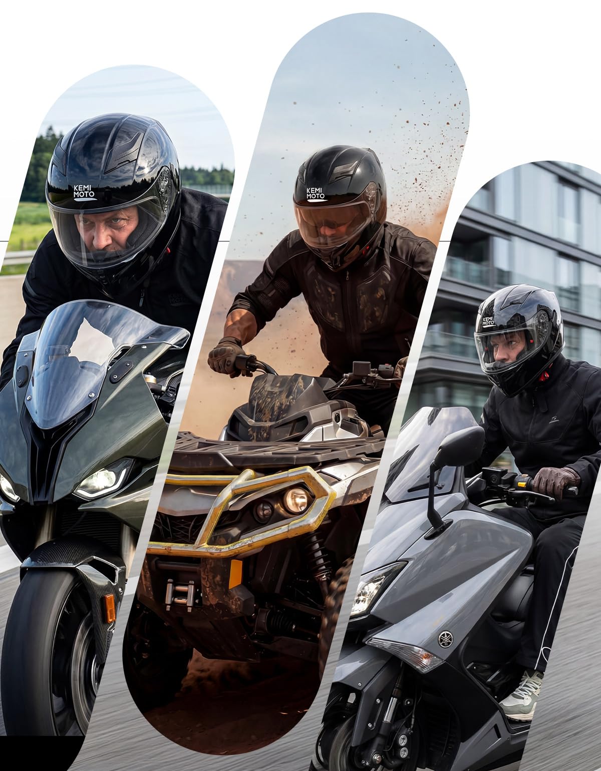 KEMIMOTO Kask integralny ze zintegrowaną osłoną przeciwsłoneczną, certyfikat ECE-R22.06, skorupa ABS, pasuje do motocykli i skuterów