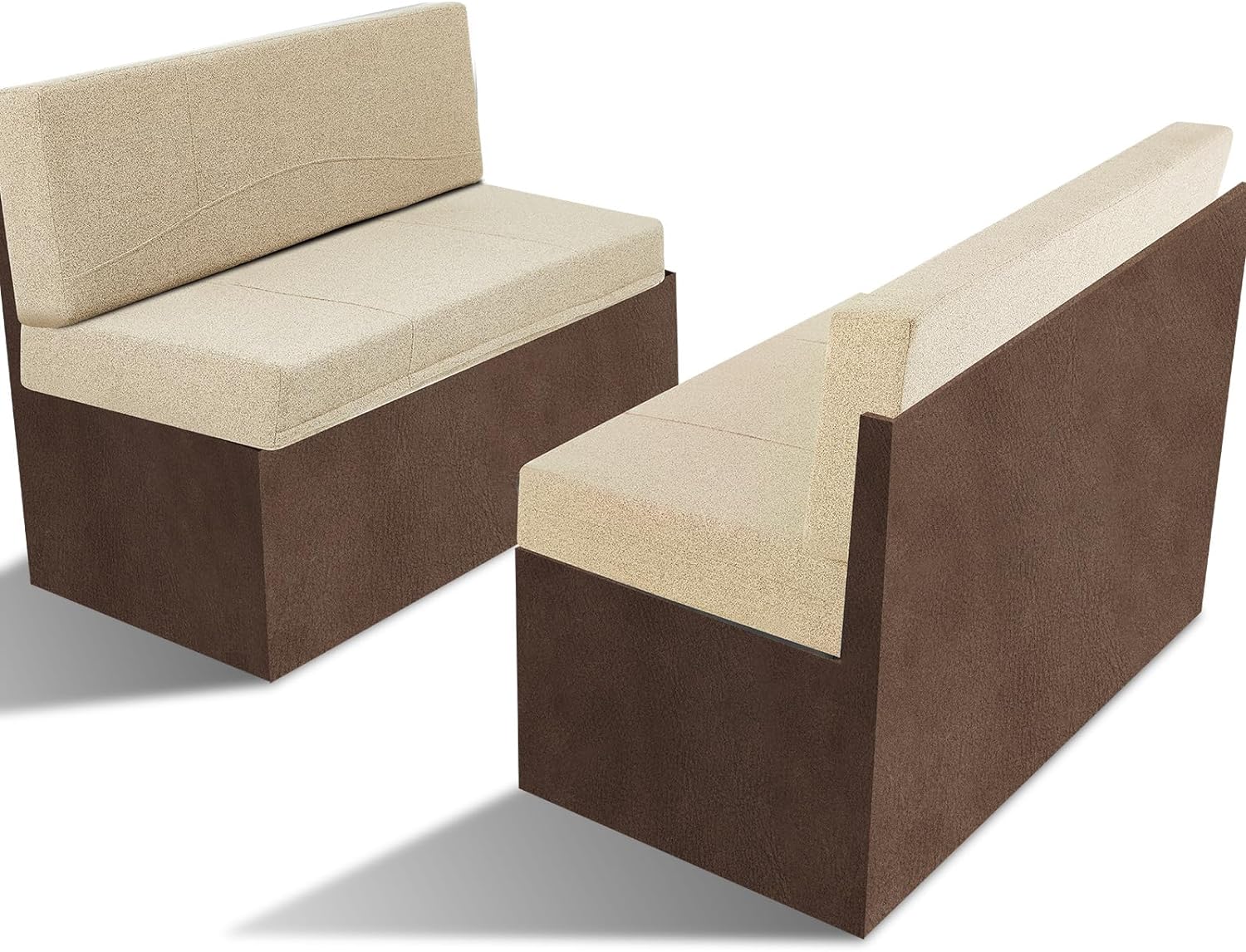 Nuanchu 2 Sets RV Dinette Seats Cushions Replacement with 42D Foam Includes 2 Booth Seats and 2 Backrests Replacement Camper Cushions for RV Dinette Trailer Bed, Oatmeal(40 Inch)